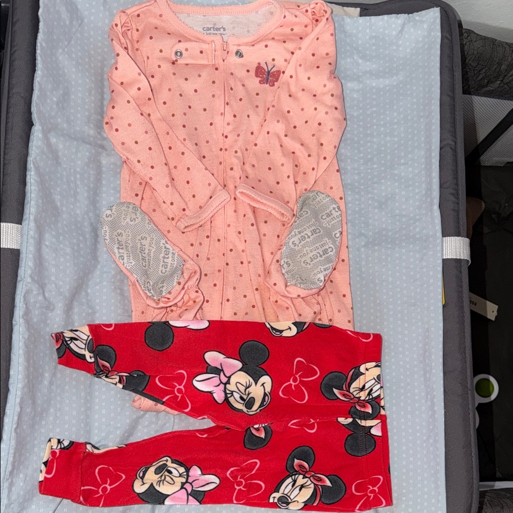 Carter's Pink Polka Dot Sleep Sack with Red Minnie Mouse Pants